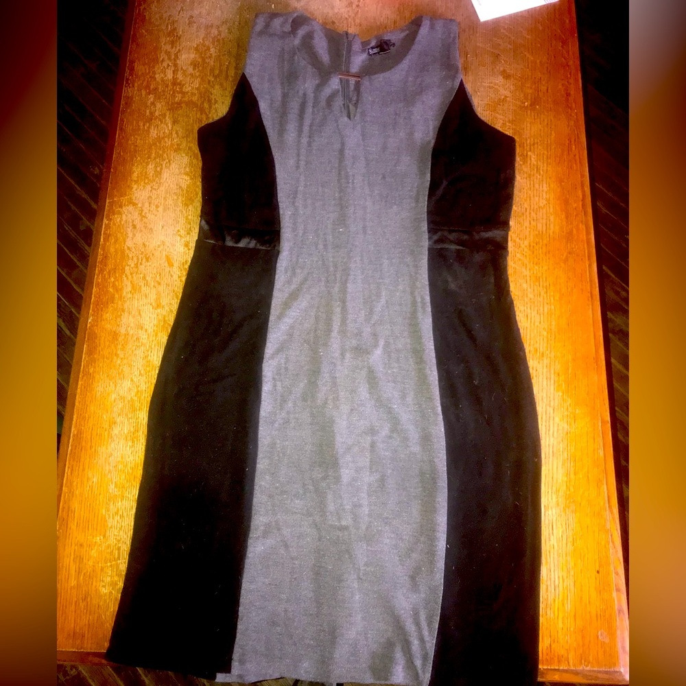Grey and Black colorblock Tank Dress with Keyhole XL